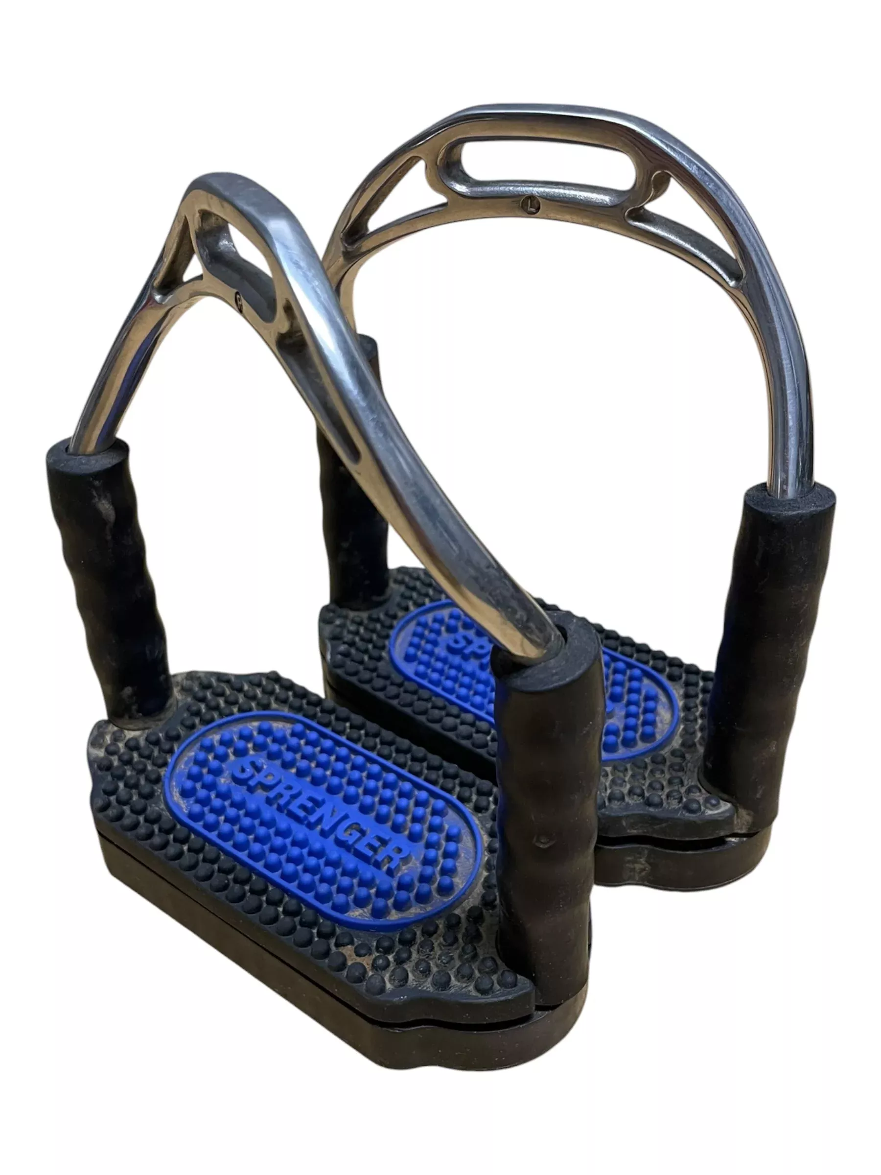 Sprenger Bow Balance Stirrups - Black/Blue - Approx 4" - USED