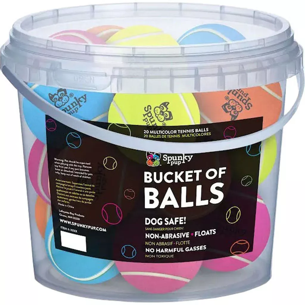 SpunkyPup Bucket of Balls Tennis Balls 20-Piece