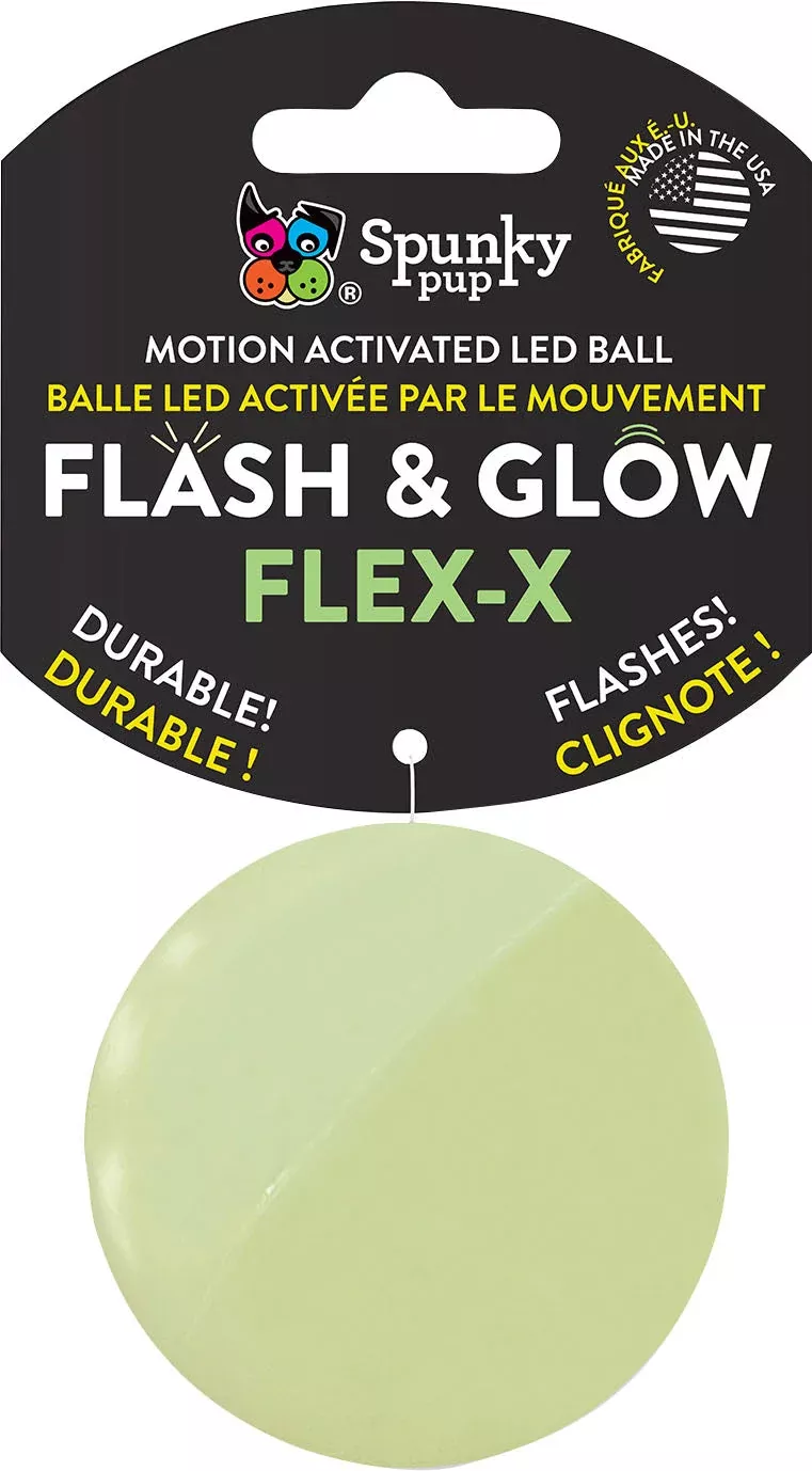 SpunkyPup Flash & Glow Flex-X LED Flashing Ball Dog Toy