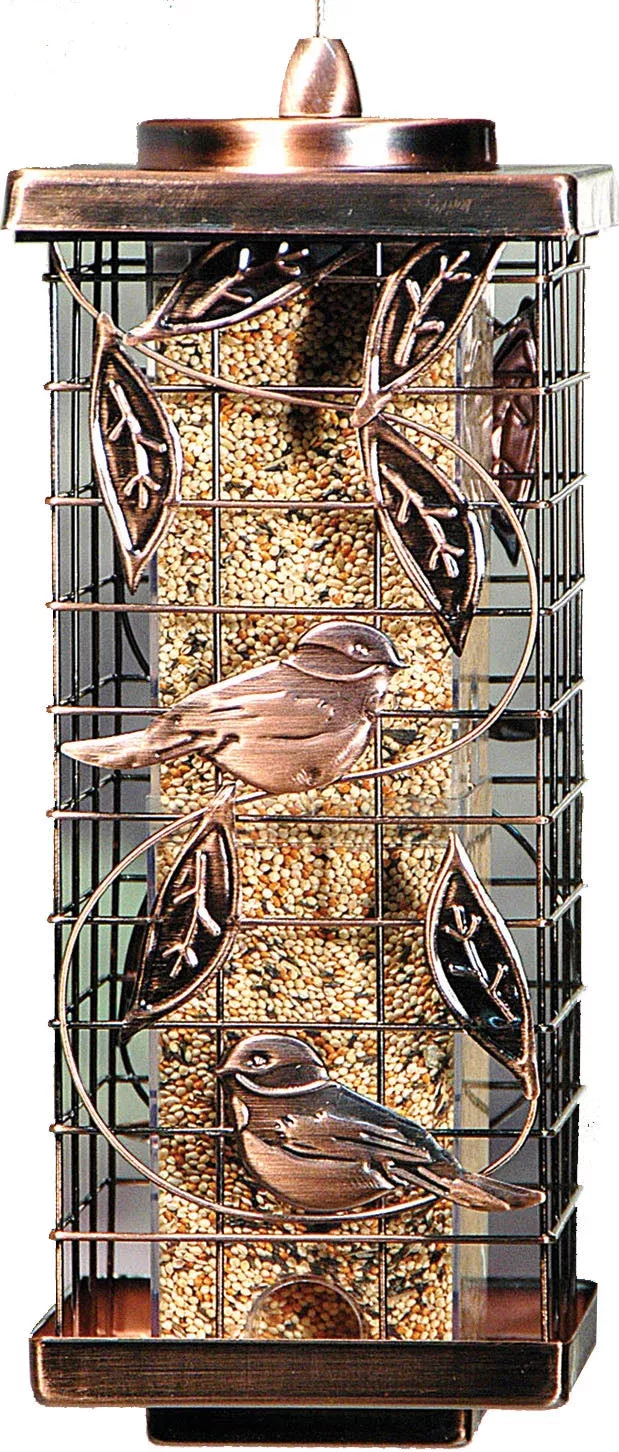 Squirrel-resistant Caged Tube Feeder 2 LB Cap Copper