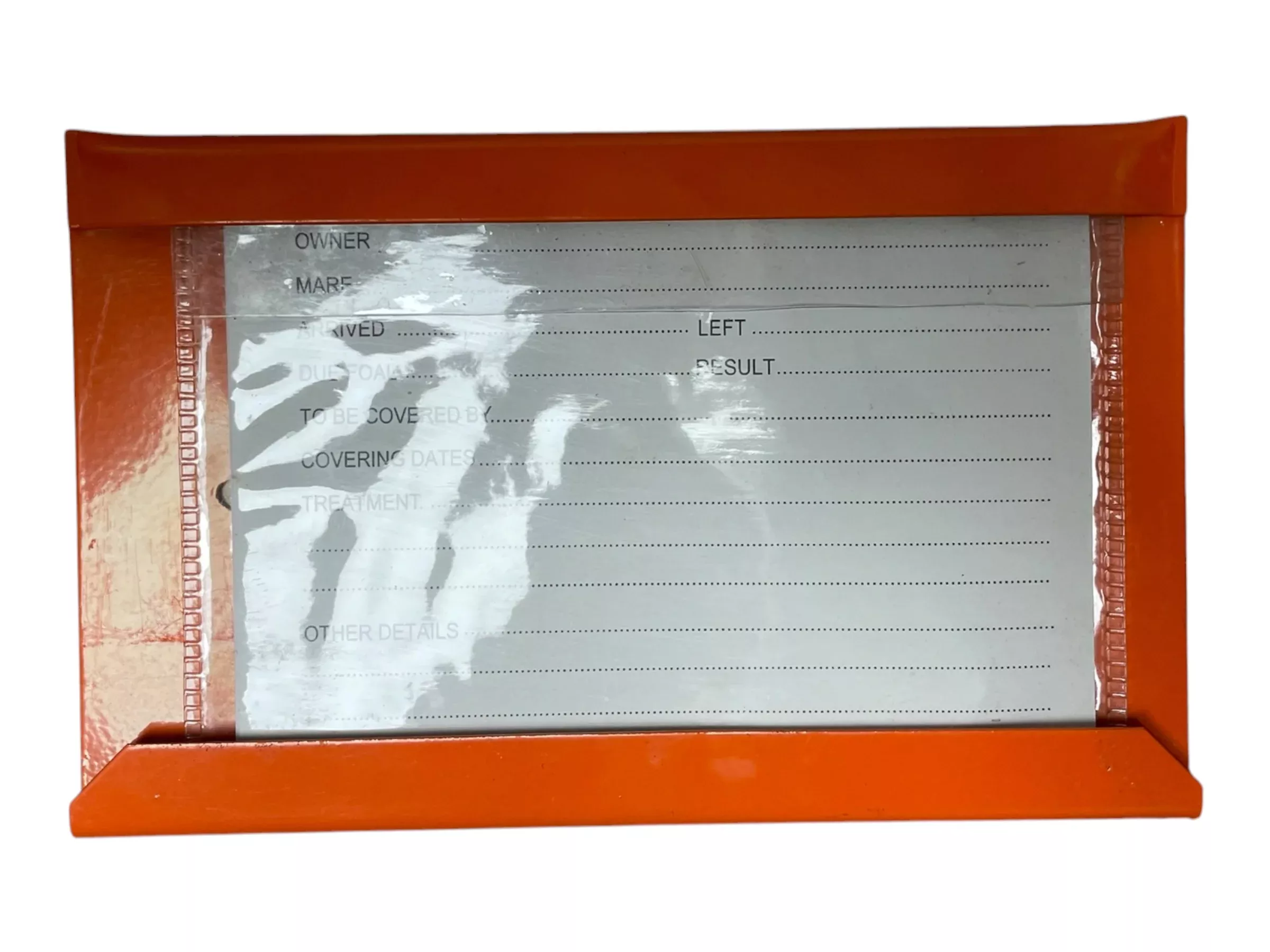 Stall Plate - Orange - 4 3/4" x 7 1/2" - USED