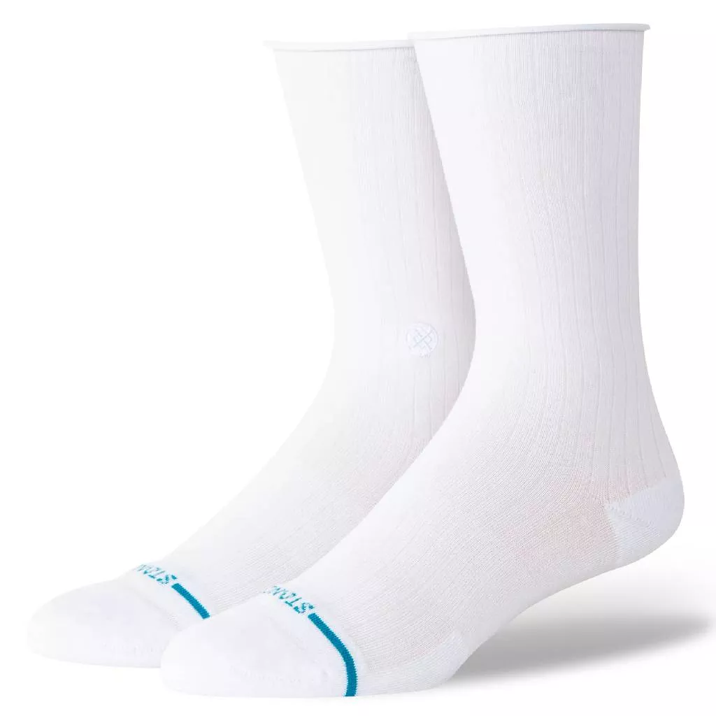 Stance Women's Rolled Solid White Crew Socks