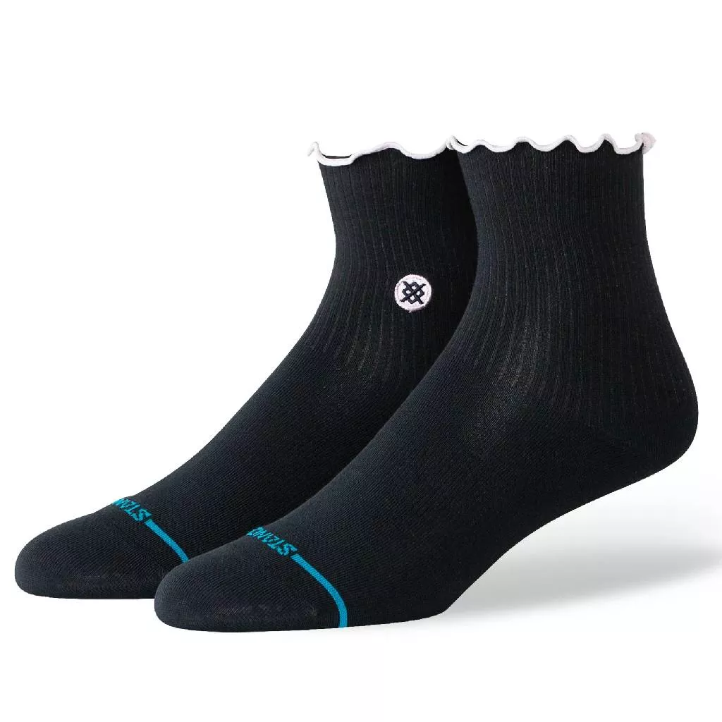Stance Women's Ruffle Icon Black Quarter Crew Socks