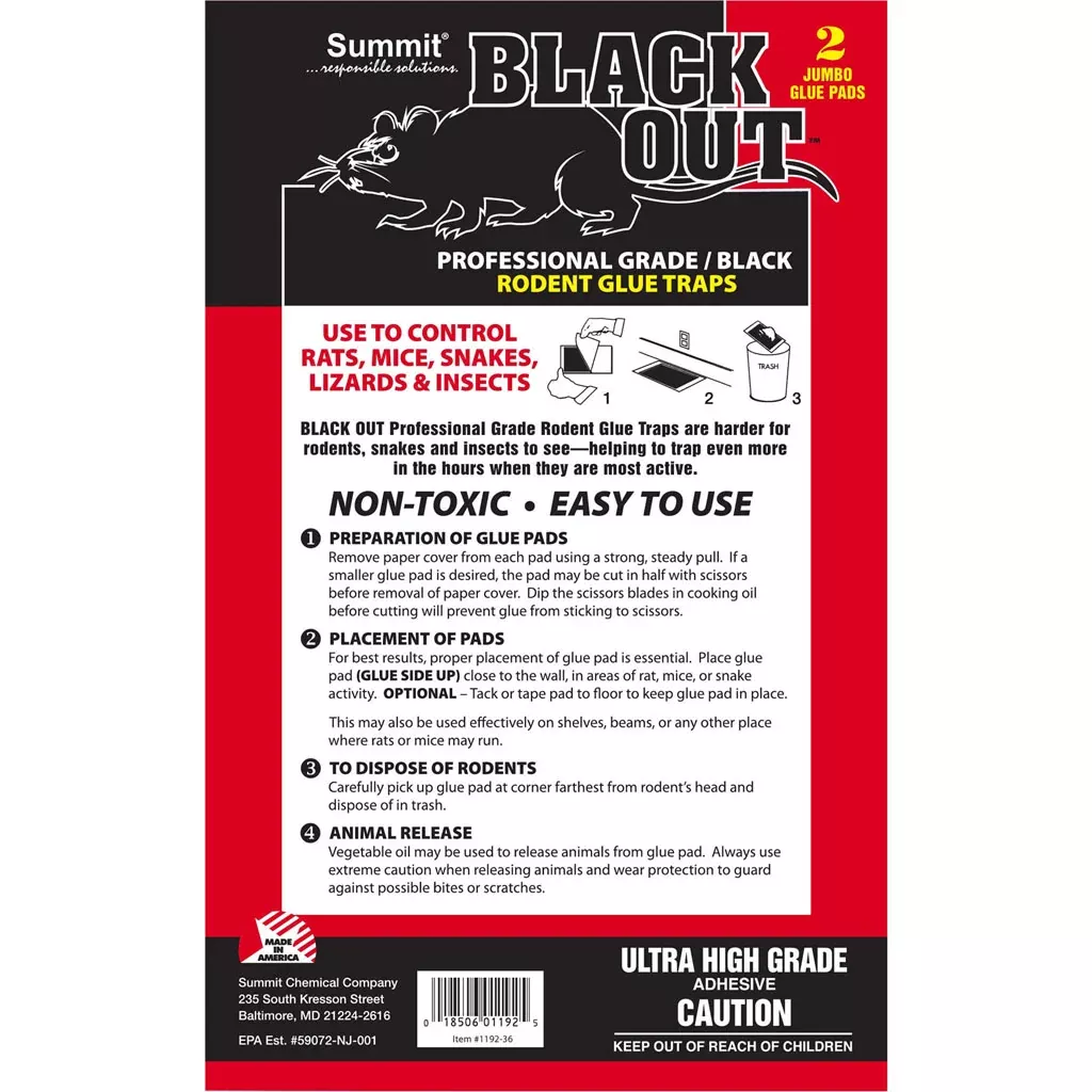 Summit Blackout Pro Grade XL Rodent Glue Pads, 2 Pack, Black