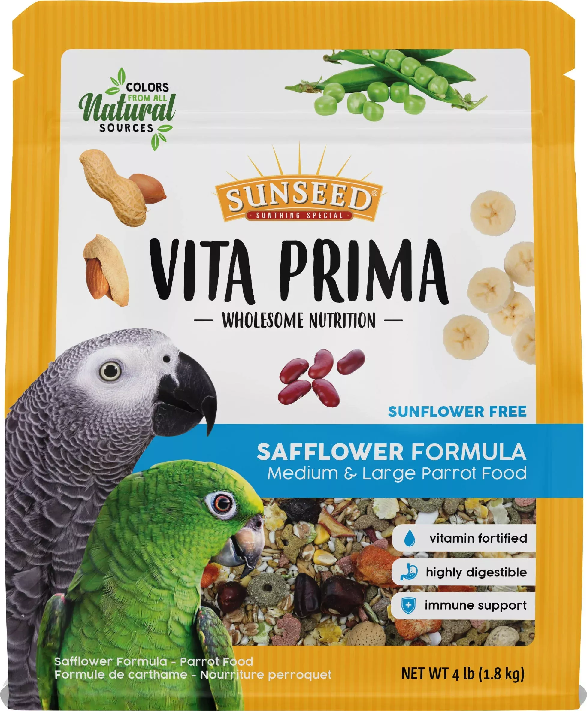 Sunseed Vita Prima Safflower Formula Medium & Large Parrot Food 4.5 lb