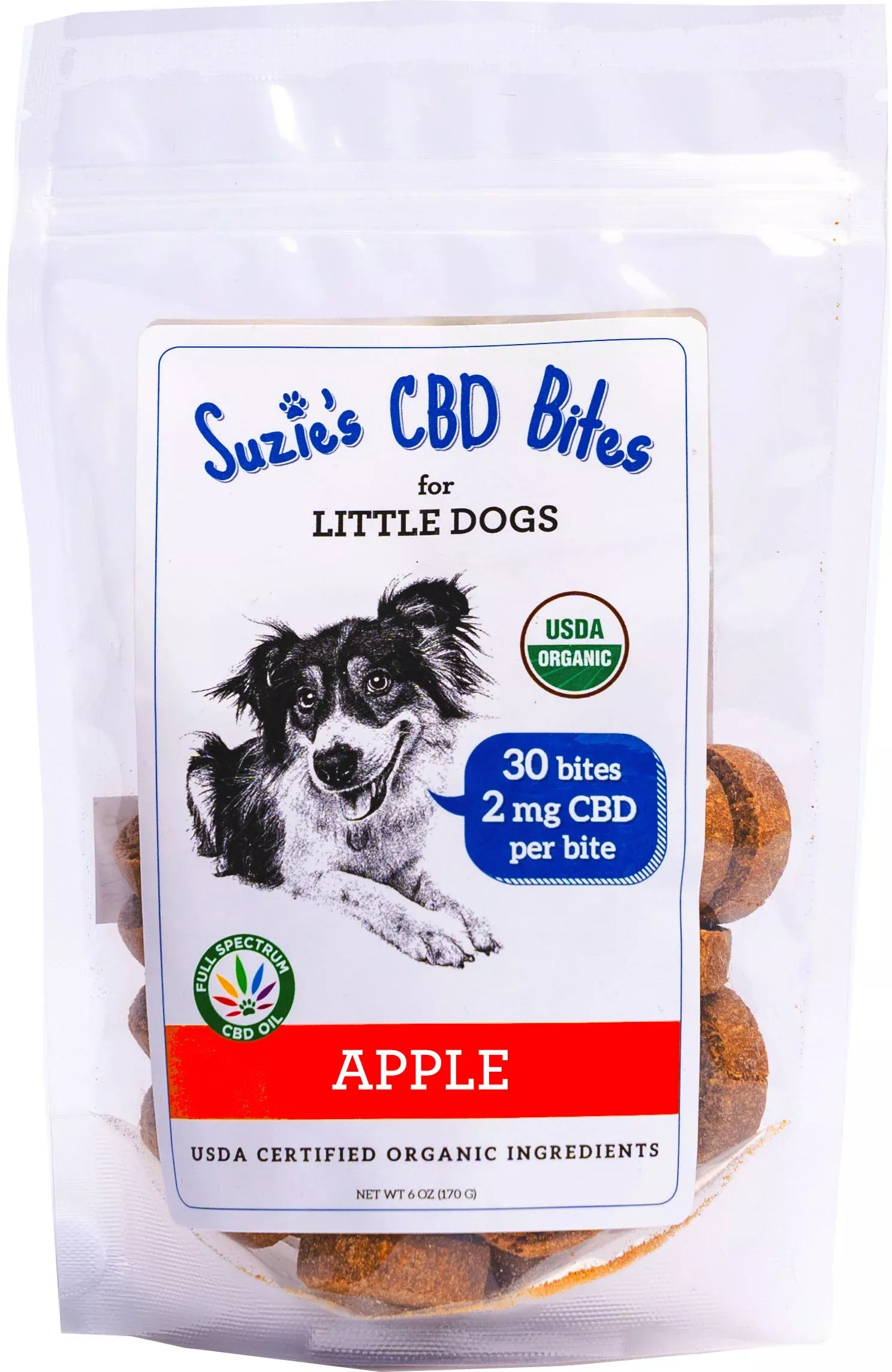Suzie's CBD Bites for Little Dogs, Apple, 6 Oz, 2 Mg