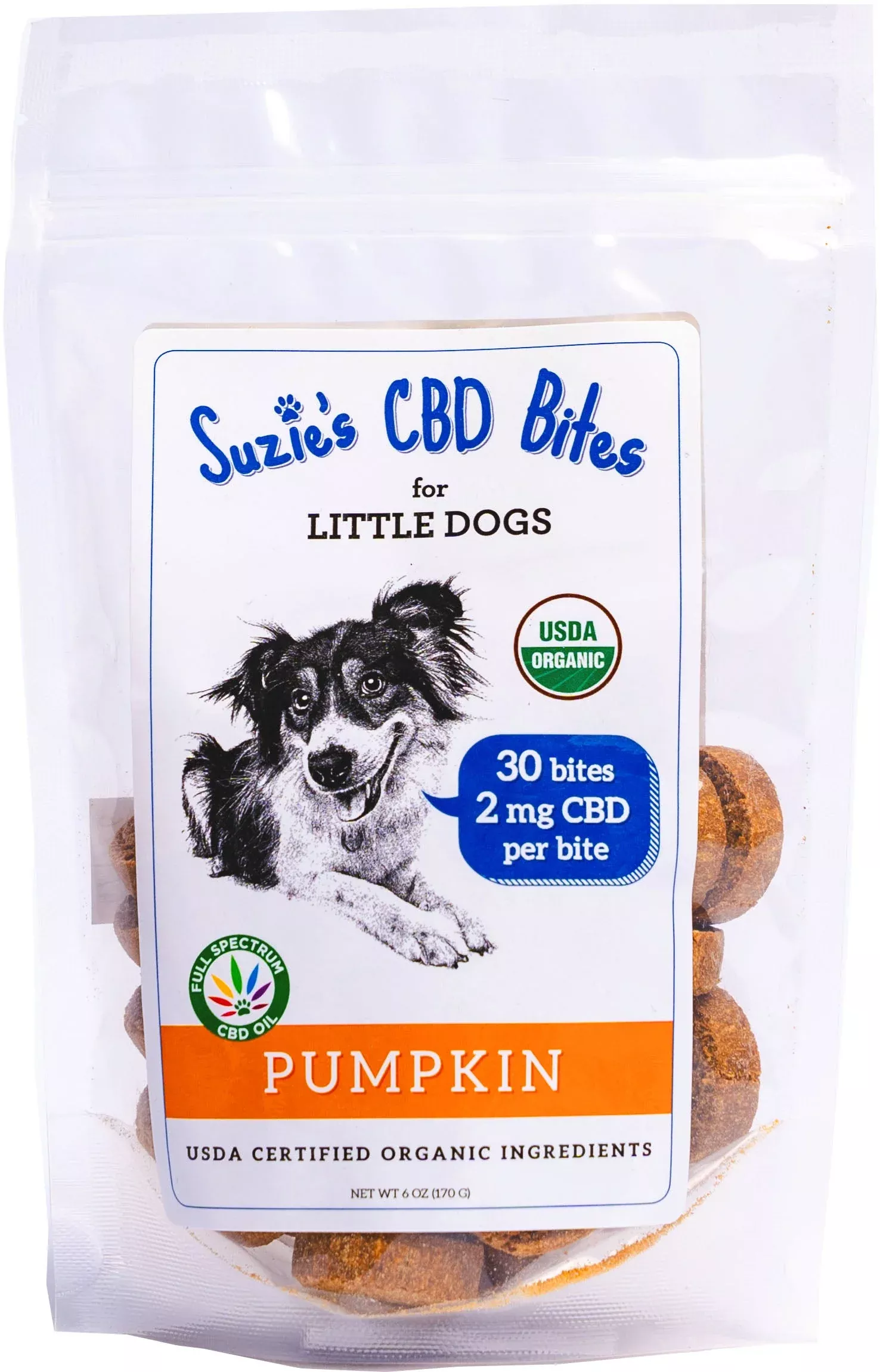 Suzie's CBD Bites for Little Dogs, Pumpkin, 2 mg, 6 oz