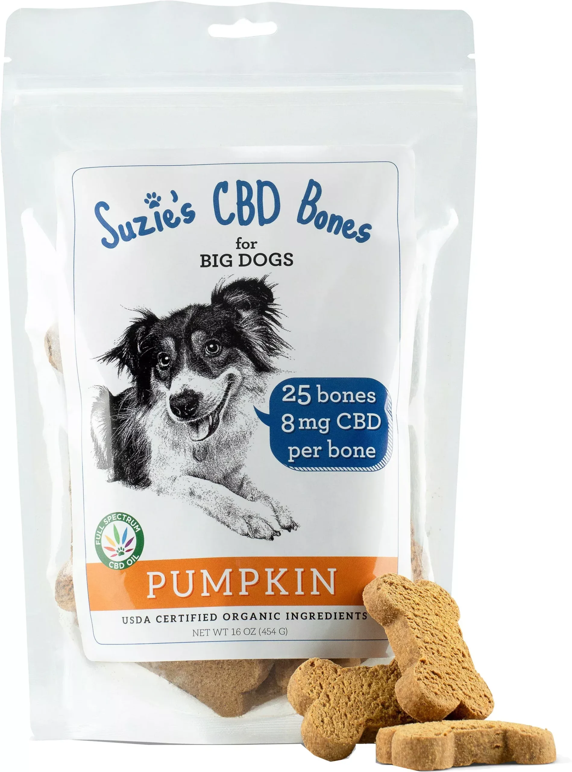 Suzie's CBD Bones for Big Dogs Pumpkin 16 oz 8 mg