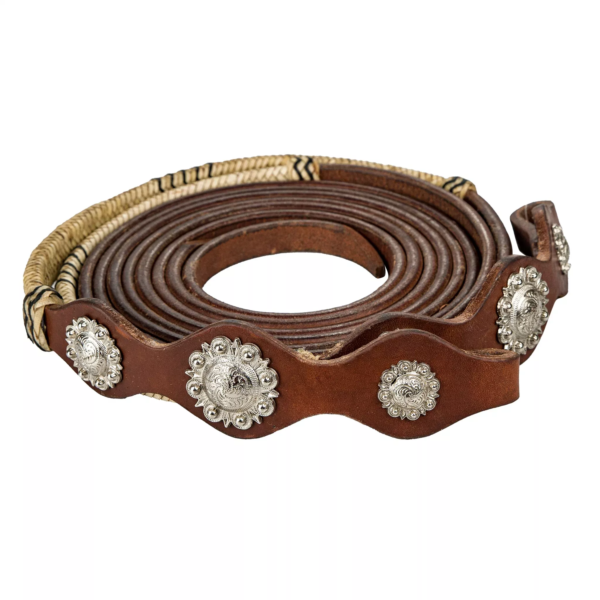 Tabelo Split Reins with Conchos & Rawhide