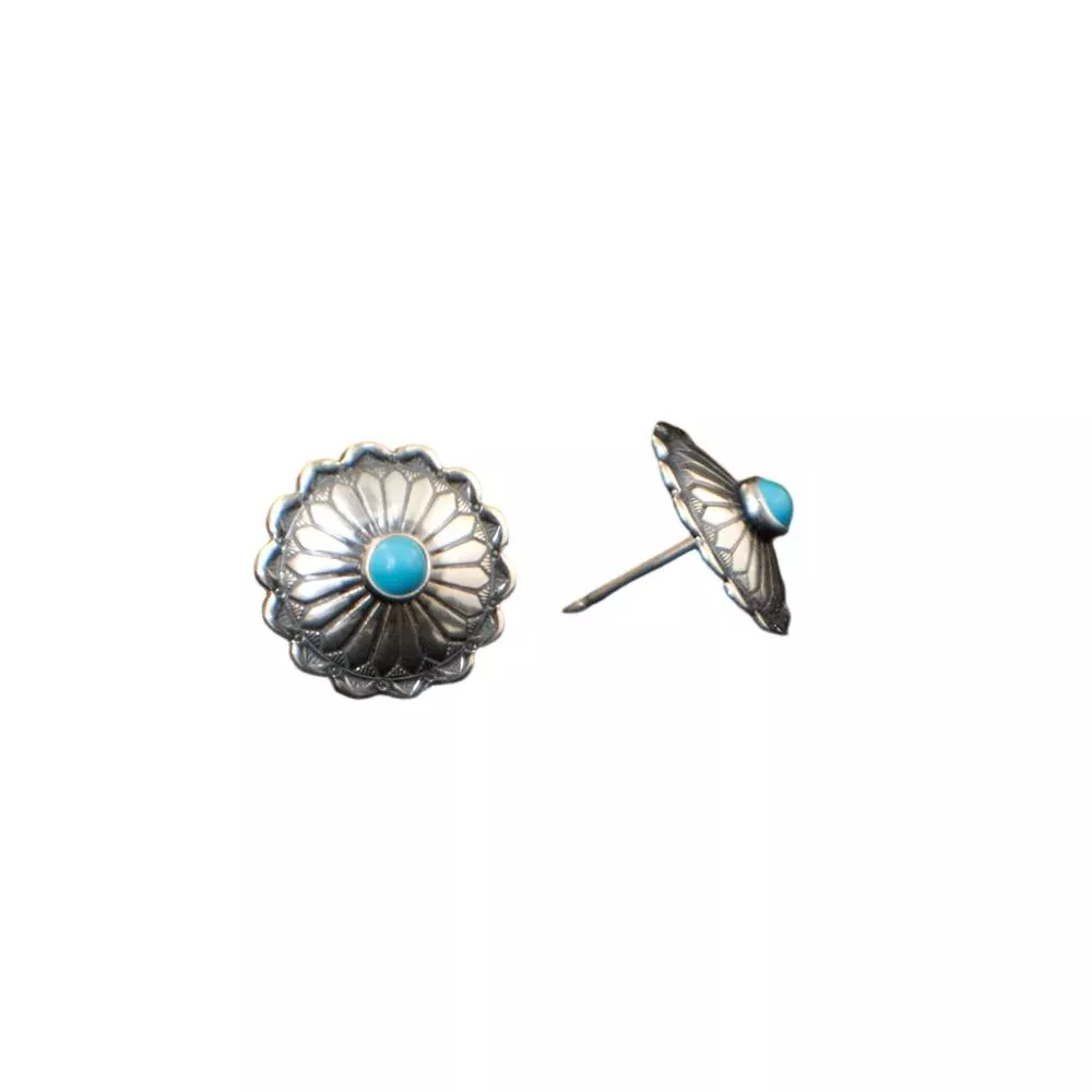 Tallulah Sterling Silver & Turquoise Stamped Circle Earrings
