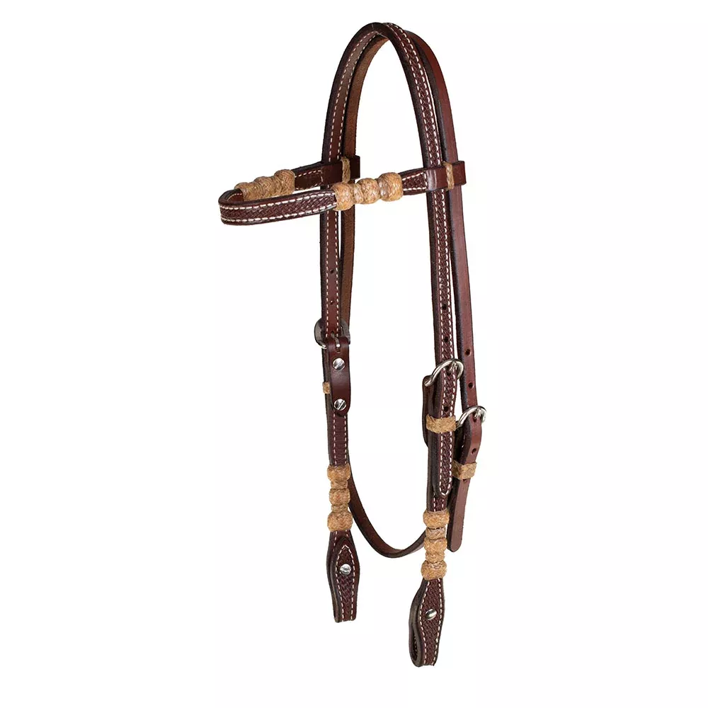 Teskey's Basket Stamped Browband Headstall w/Natural Rawhide