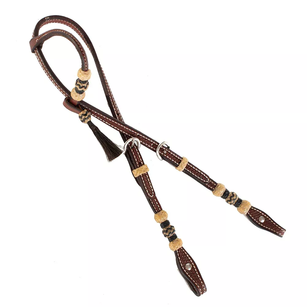 Teskey's Basket Stamped One Ear Headstall w/Rawhide