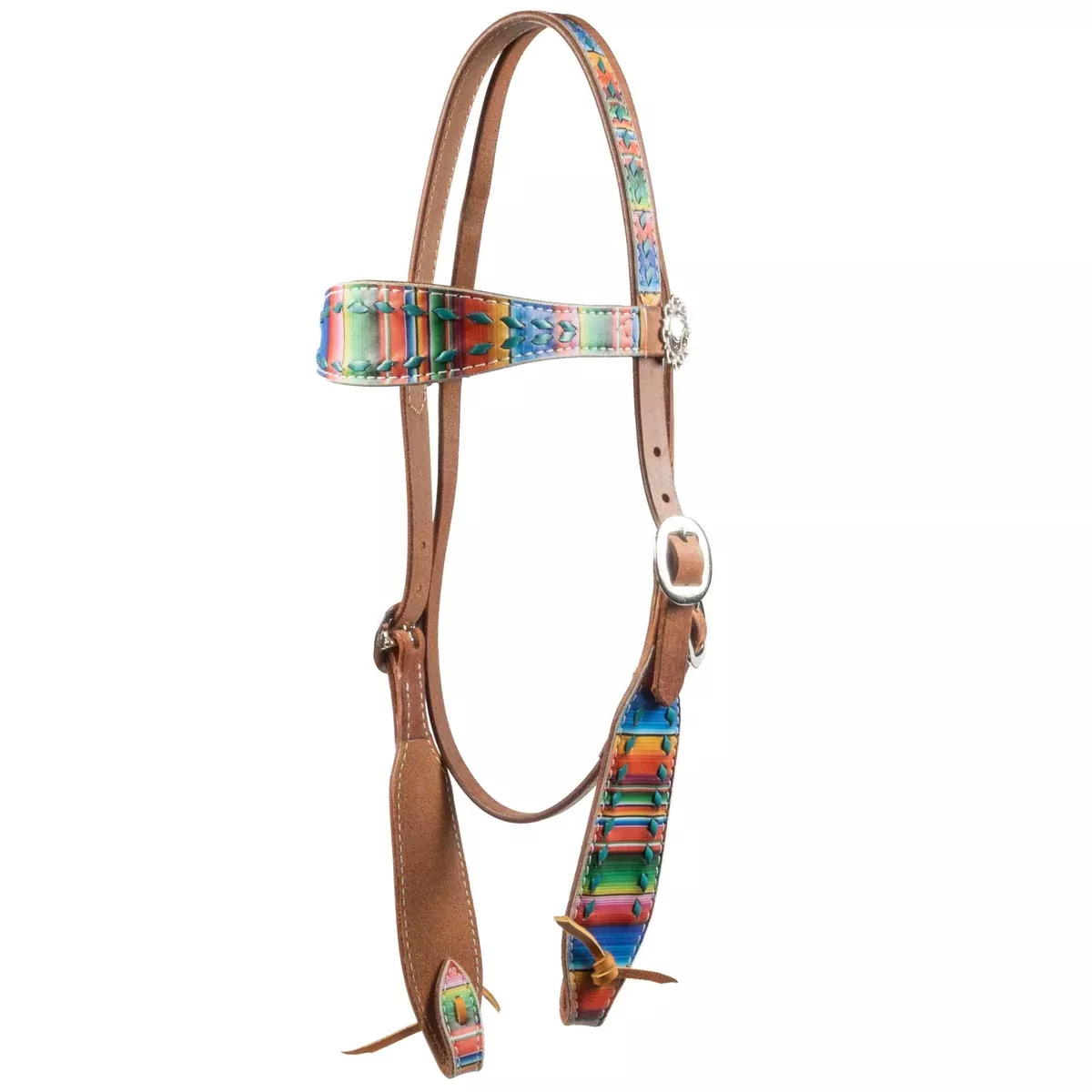 Teskey's Serape Browband Headstall w/Colored Buckstitch