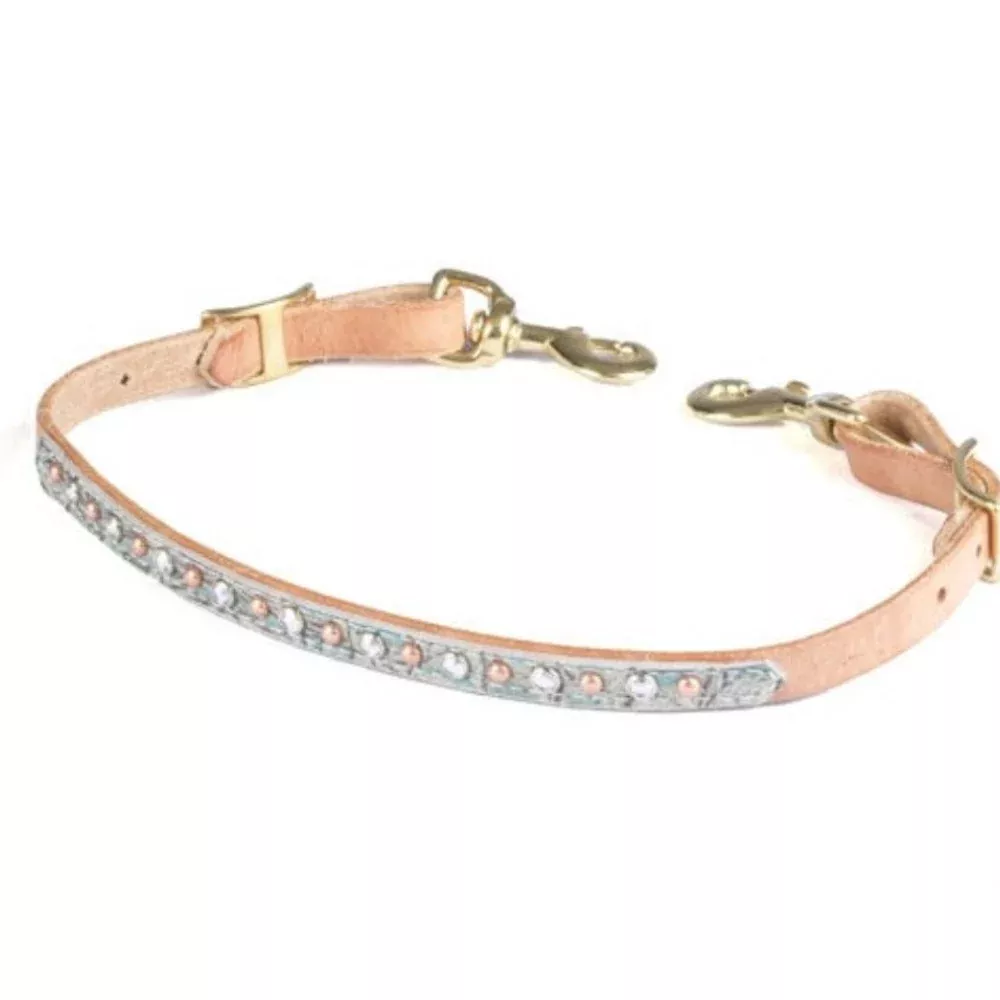 Teskey's Turquoise Gator Wither Strap w/Crystals & Dots