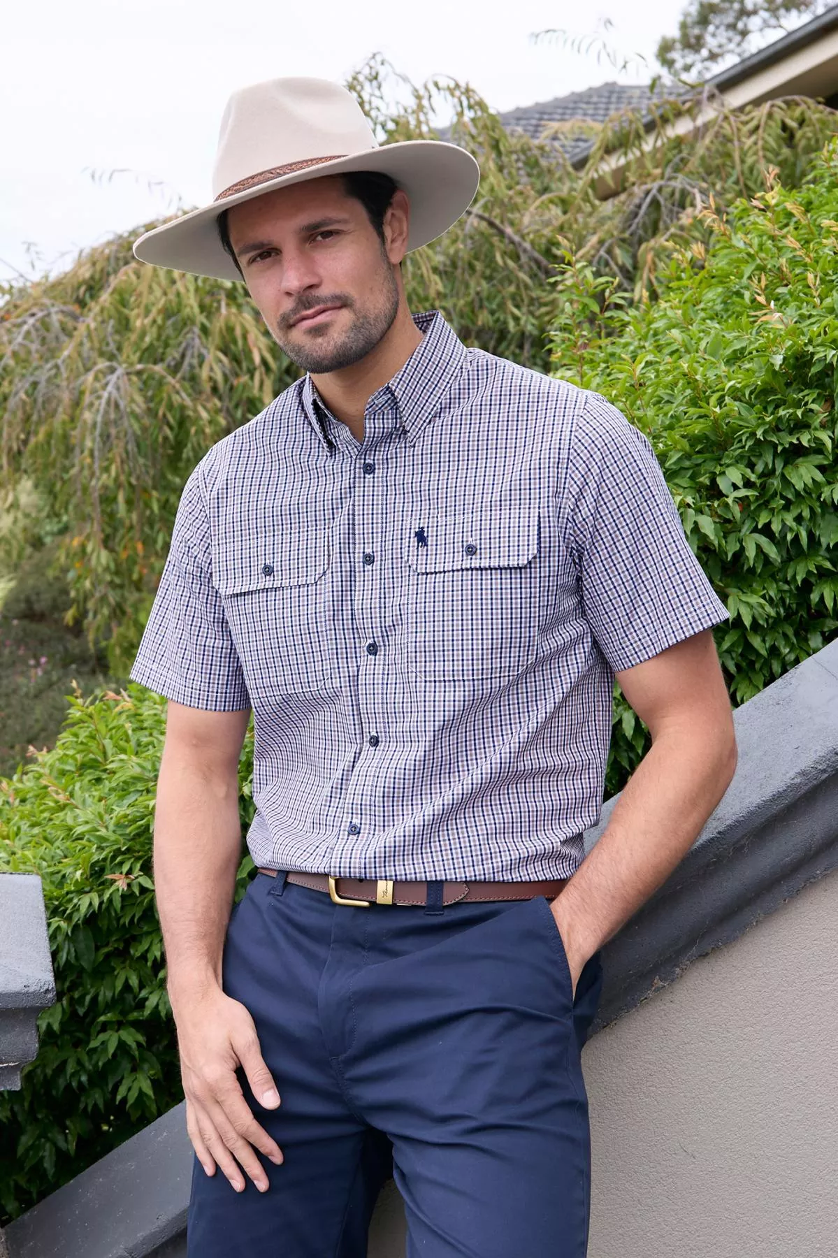 Thomas Cook Men's Will Check 2-Pocket Short Sleeve Shirt