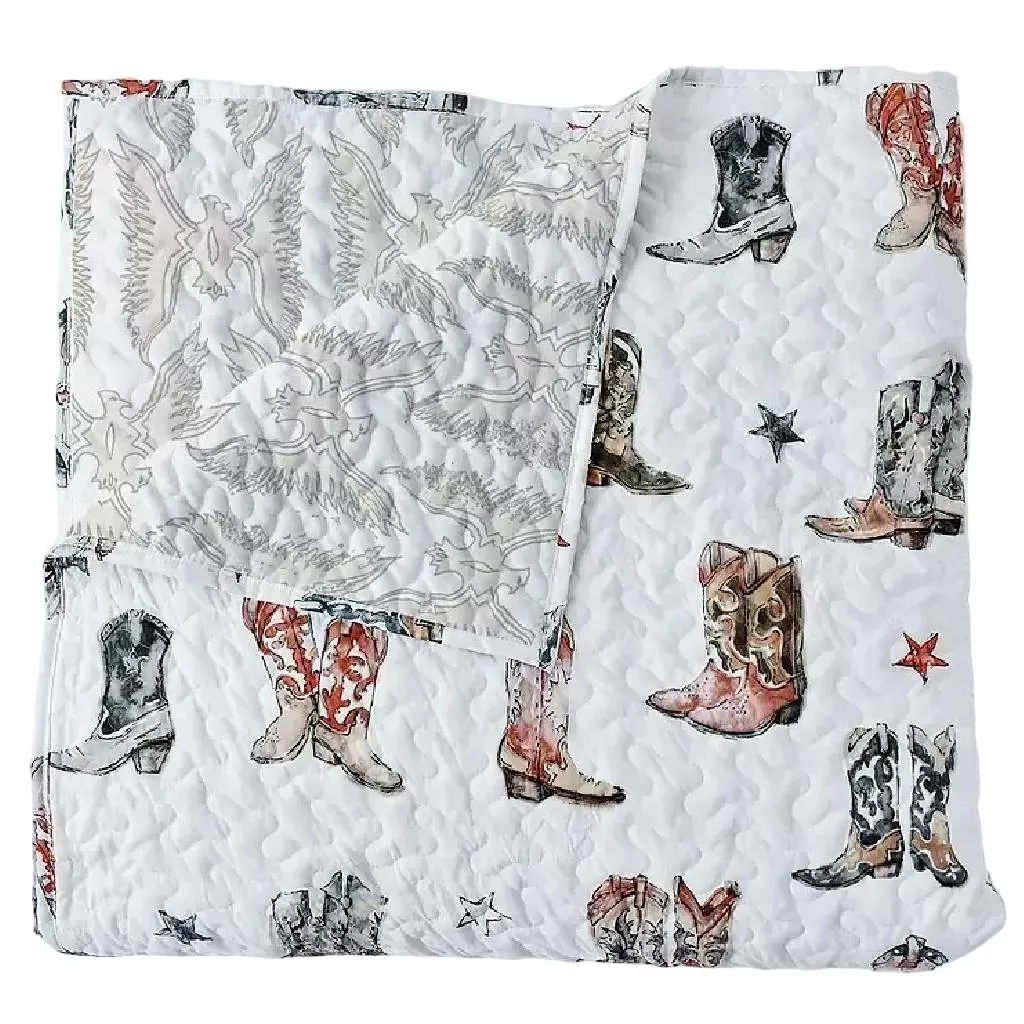 Thunderbird Boots Neutral Baby Blanket
