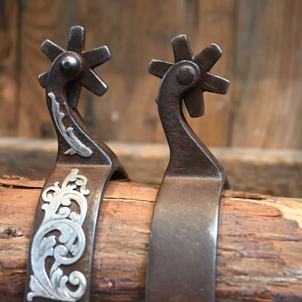 Tittor Silver Mounted Spurs 6pt Rowels