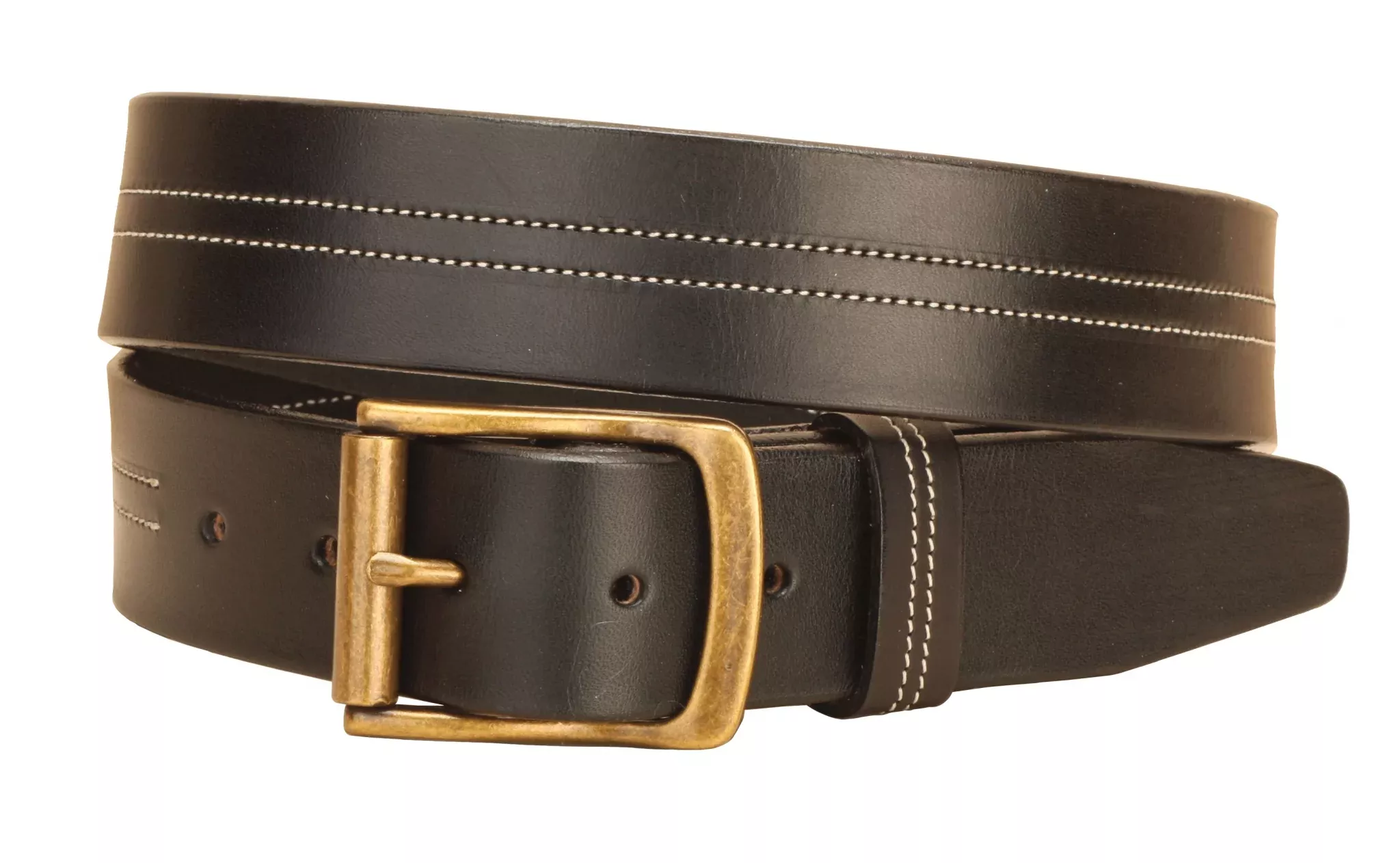 Tory Leather Center Stitched Double Row Leather Belt