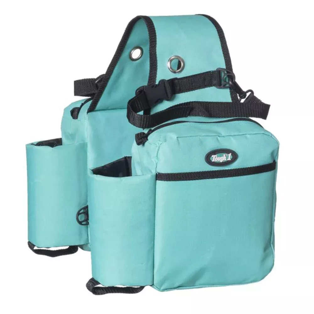 Tough1 Heavy Duty Nylon Saddle Bag With Bottle Holders Turquoise
