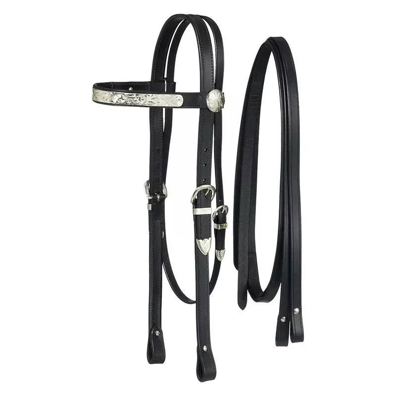 Tough1 Silver Show Headstall and Reins