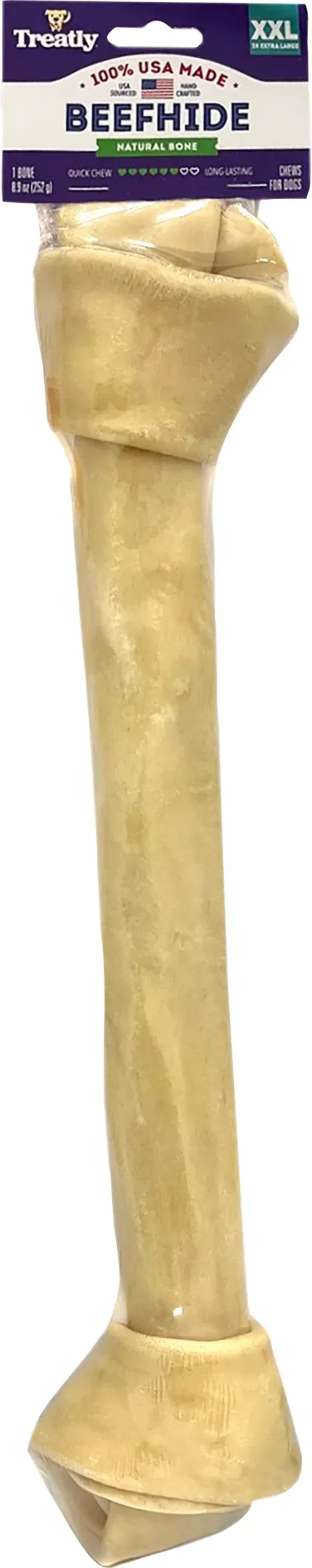 Treatly 100% USA Beefhide Bone, Natural 15 in 1-Pack