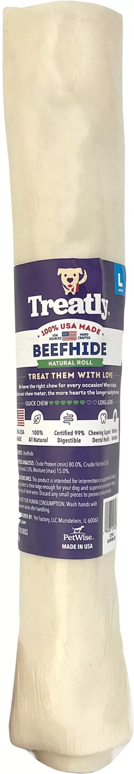 Treatly 100% USA Beefhide Rolls, Natural, 10 in, 1 Pack