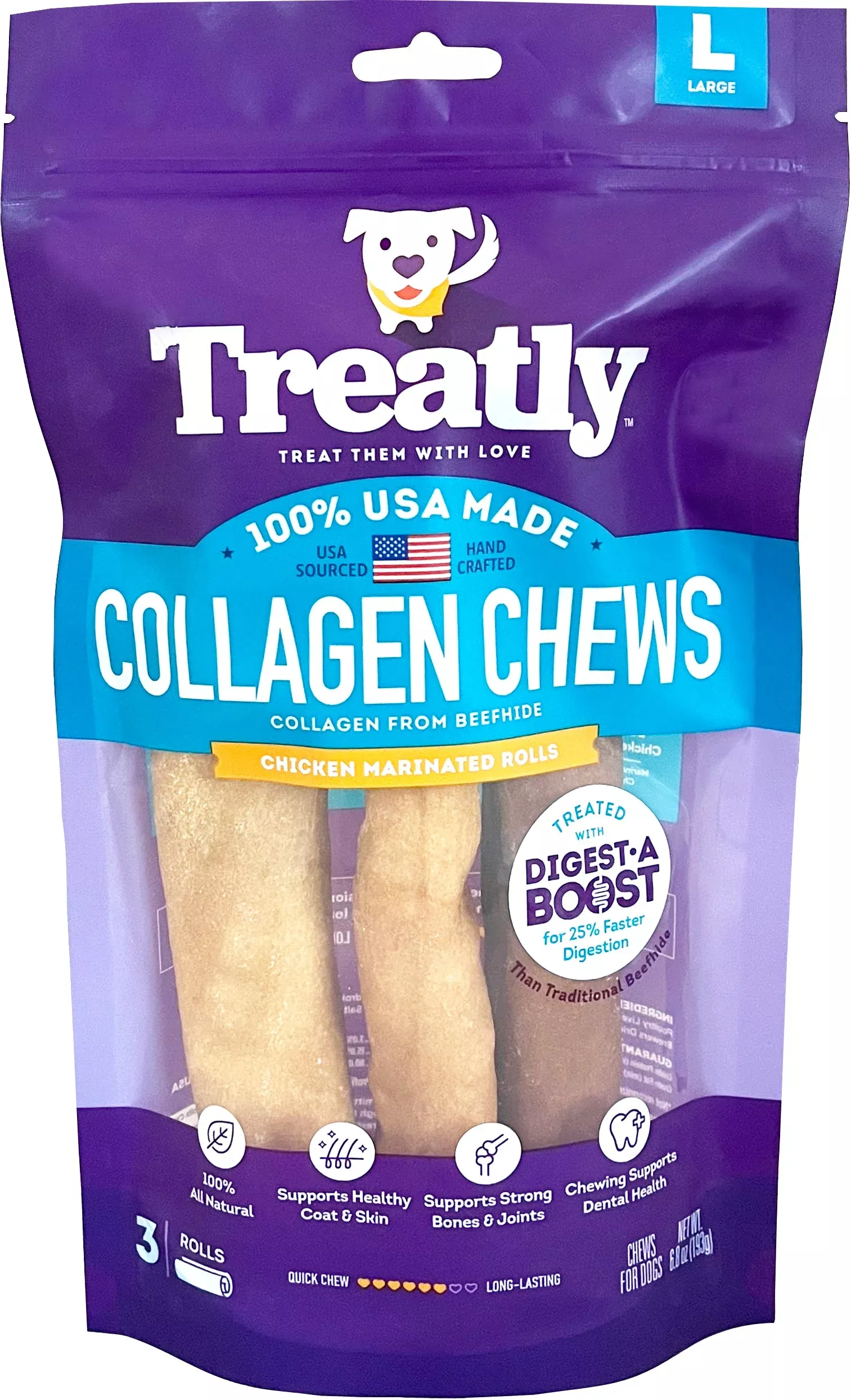Treatly Collagen Rolls, Chicken 9 in 3-Pack