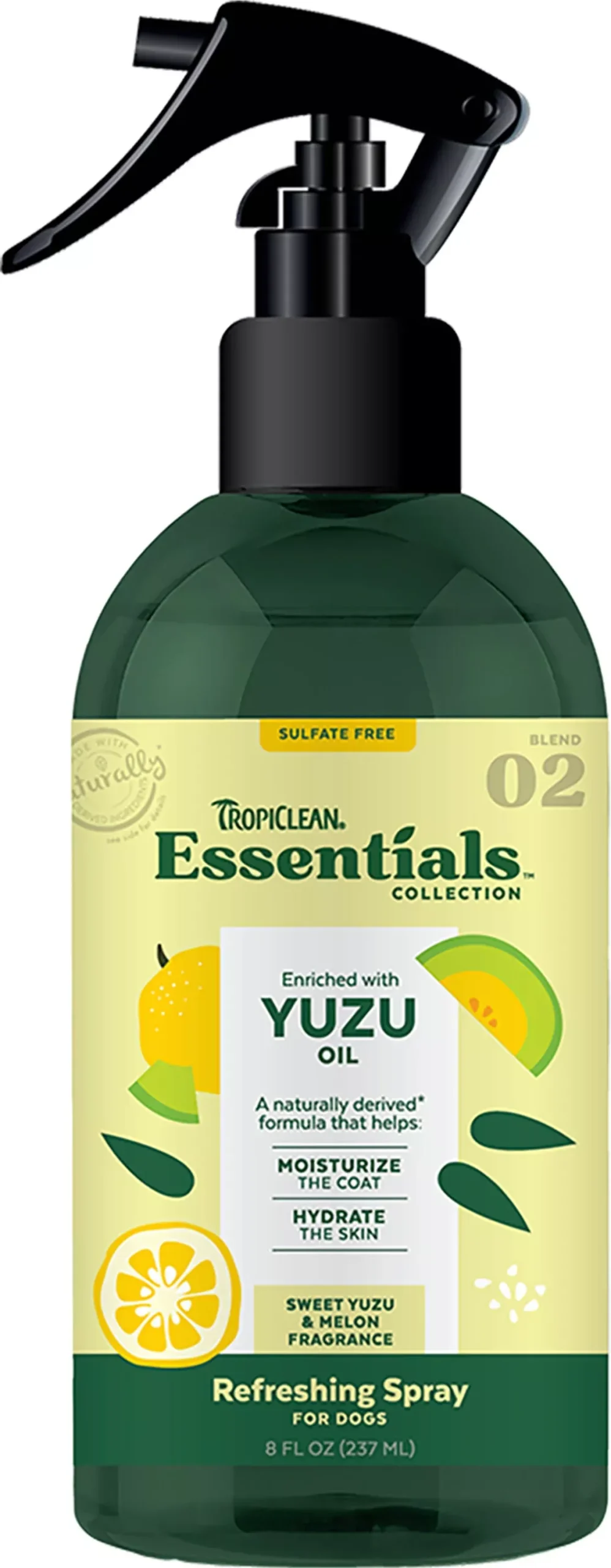 TropiClean Essentials Yuzu Oil Deodorizing Spray 8 oz