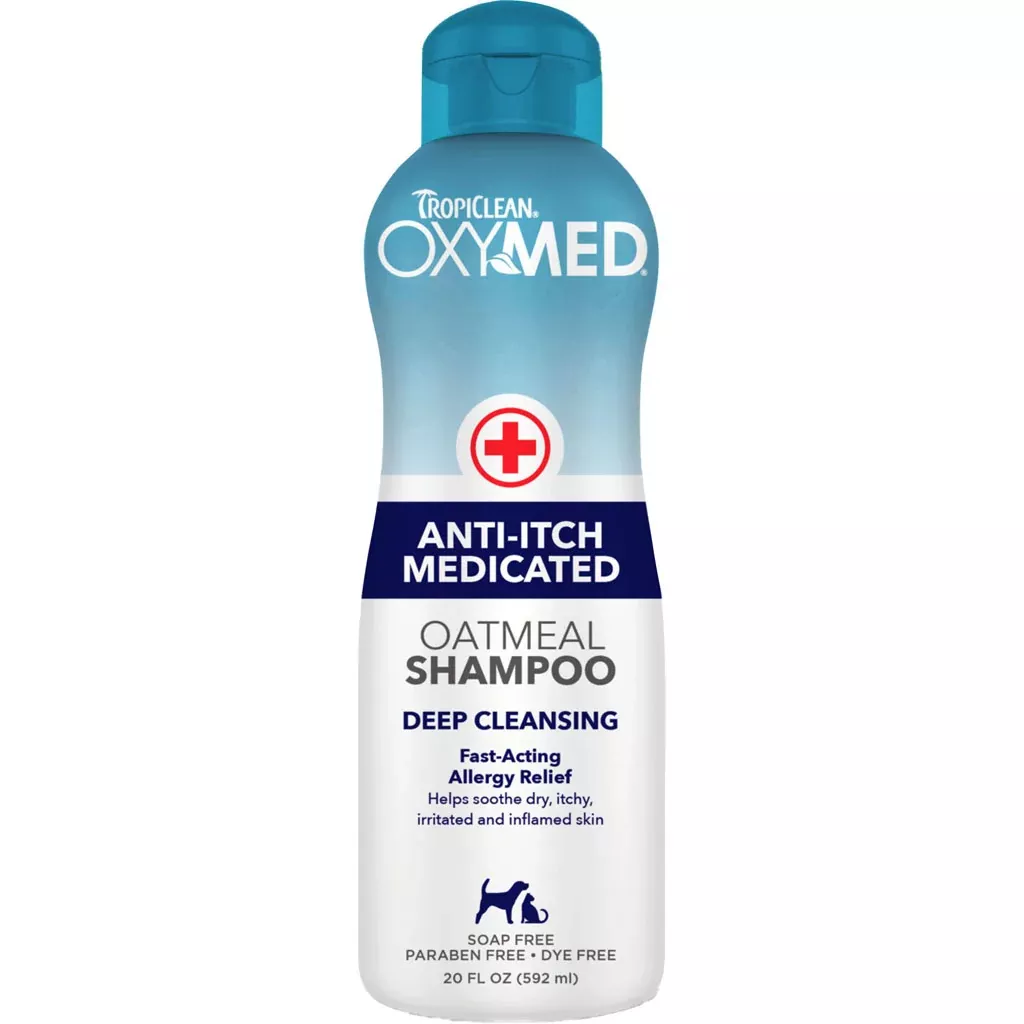 TropiClean OxyMed Anti-Itch Medicated Oatmeal Pet Shampoo, 20 oz
