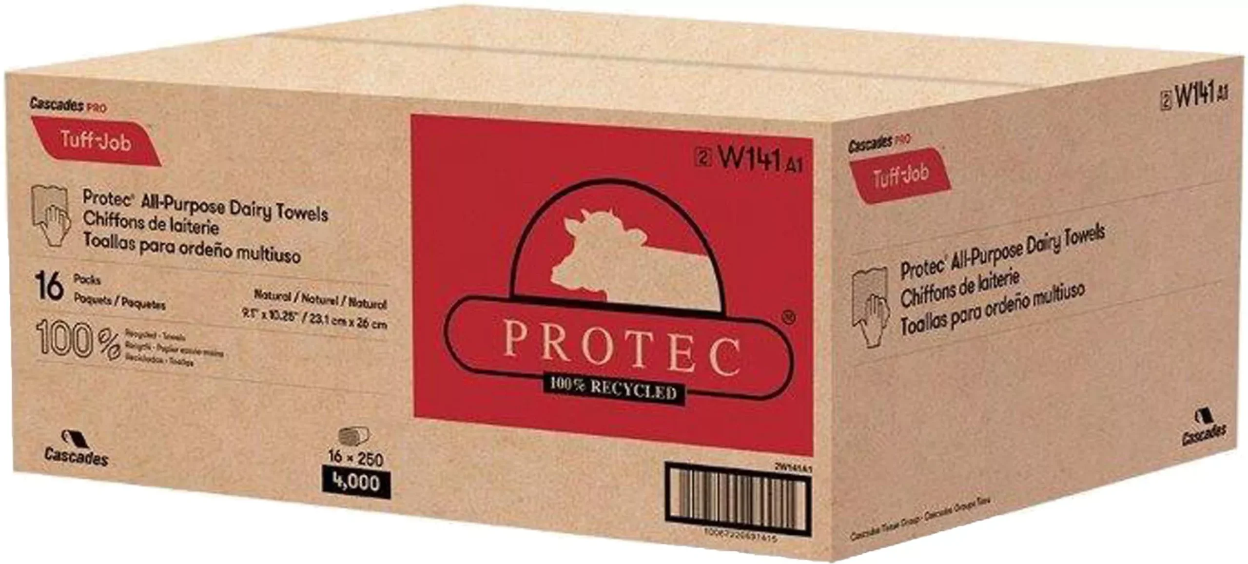 Tuff Job All-Purpose Dairy Towels Brown 250 Ct 16-Pack