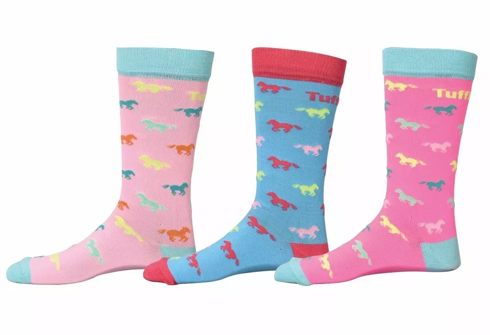 Tuffrider Neon Pony Socks - 3 Pack