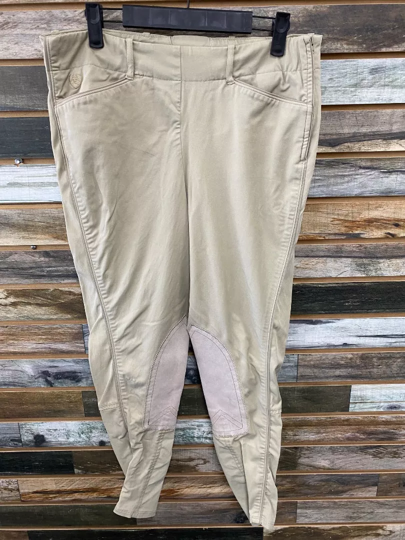 USED Ariat All Circuit Ladies Side zip Kneepatch Breech 30L Tan