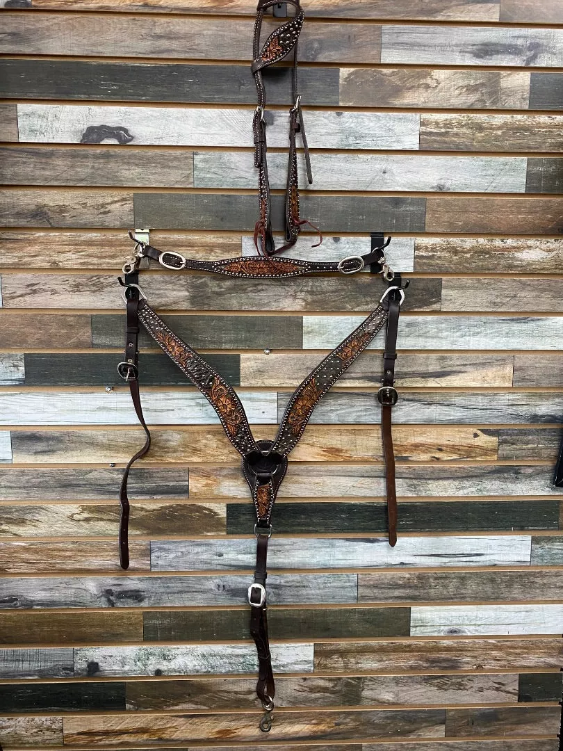 USED Circle Y Breastcollar & Headstall Set Horse Dark Oil
