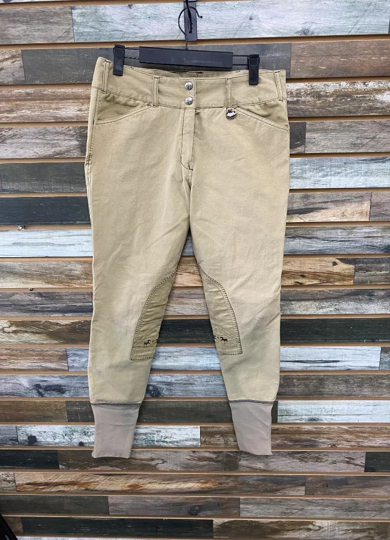 USED Equine Couture Sportiff Natasha Knee Patch Breech 30 Tan