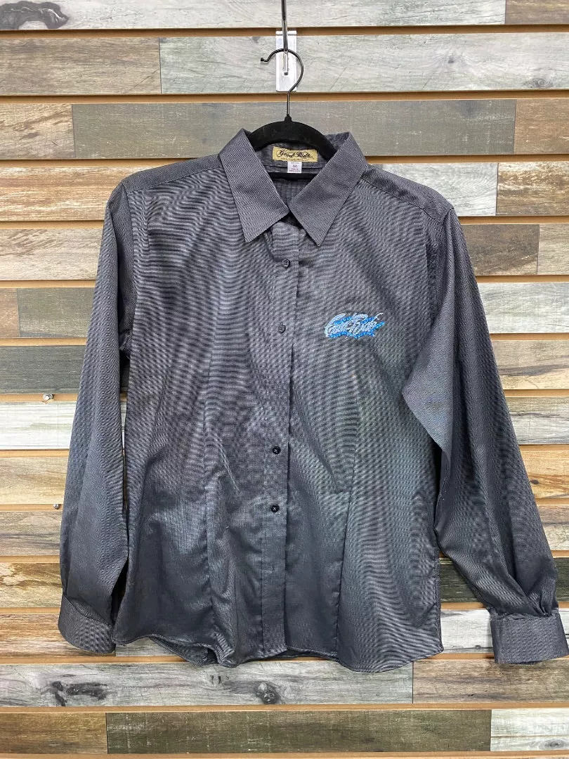 USED Good Ride Ladies Western Button Up Top Medium Gray/Blue