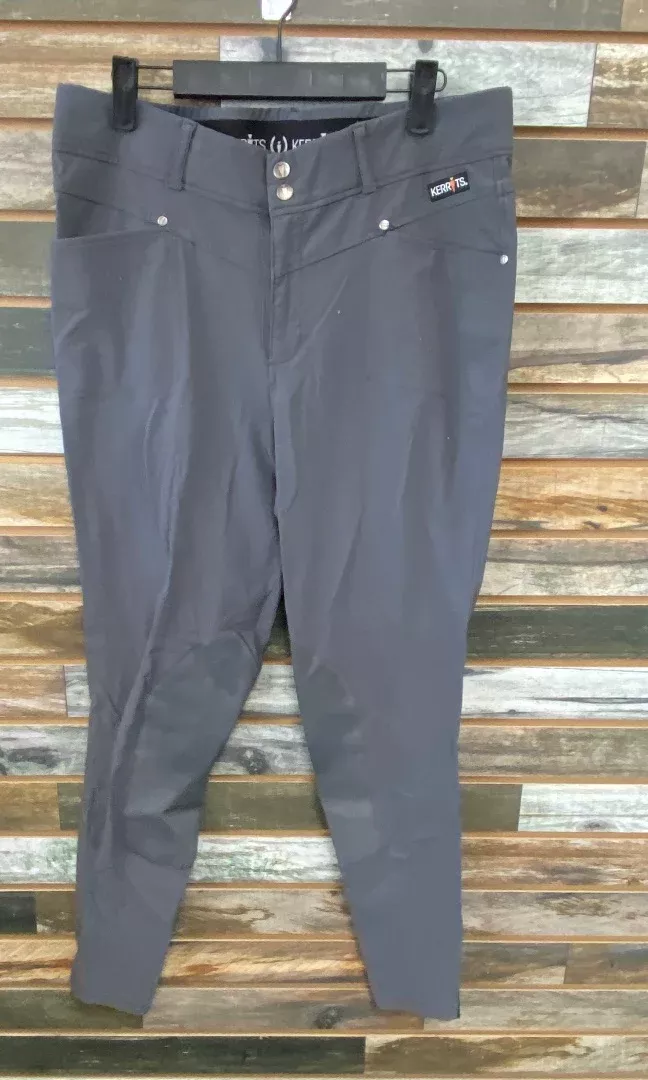 USED Kerrits Knee Patch Breeches 34 Dark Grey