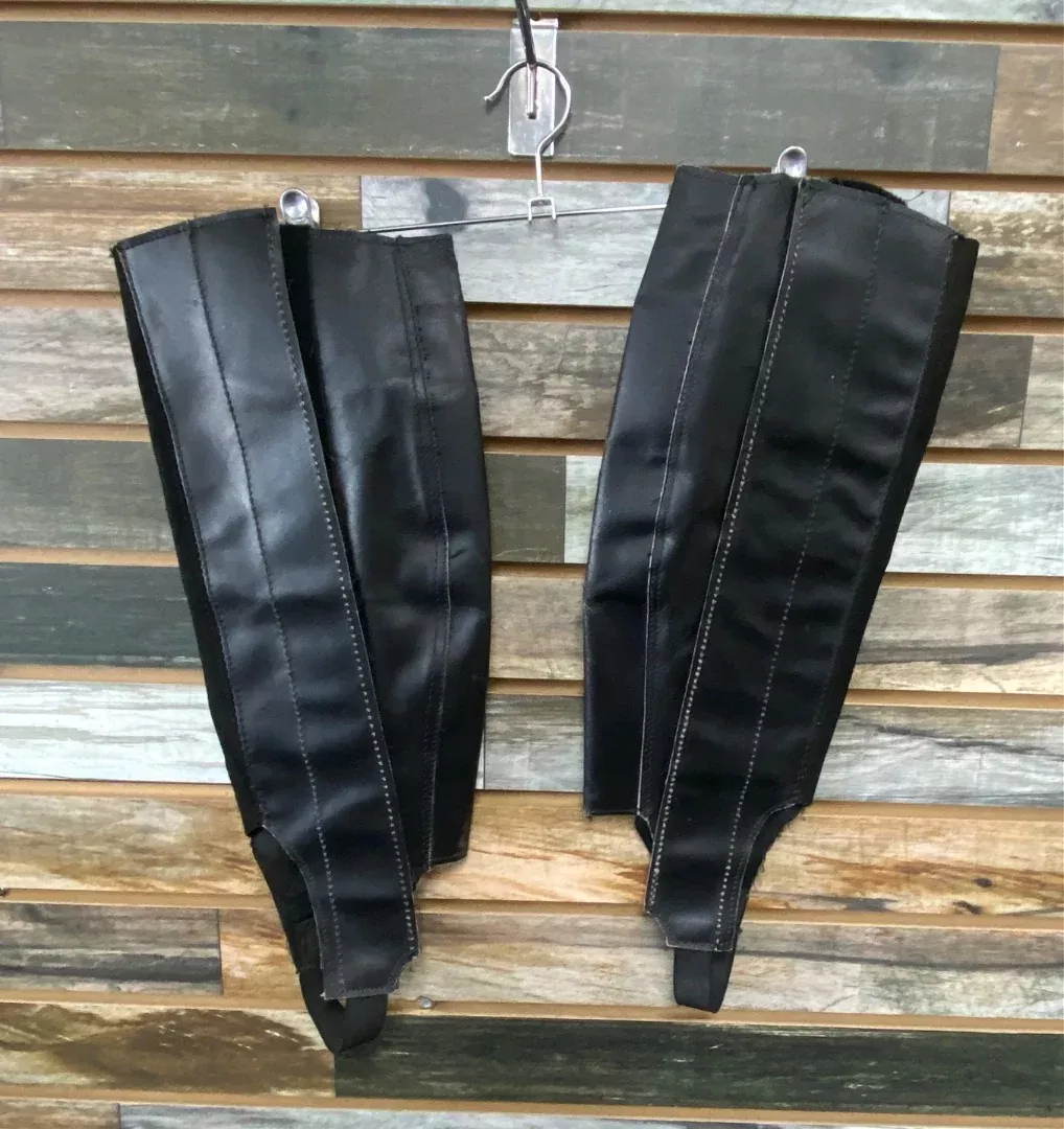 USED No Brand Leather Half Chaps Medium Black
