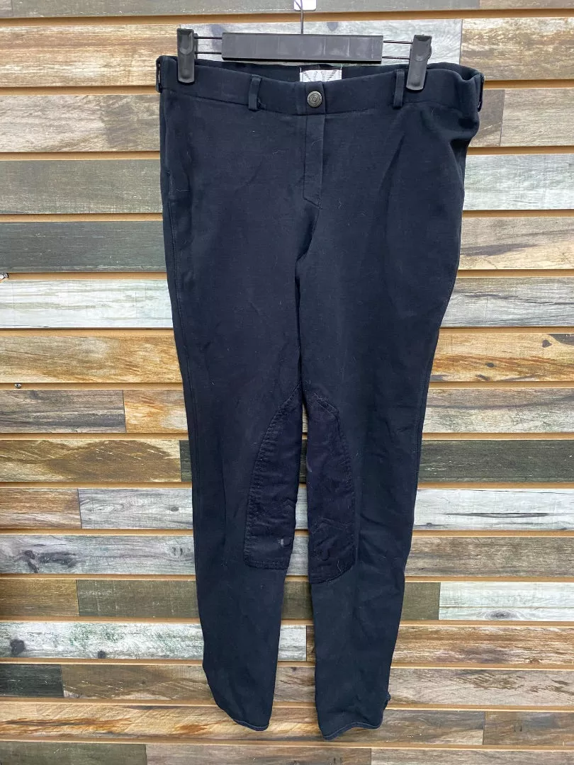 USED Tuffrider Low Rise Pull On Knee Patch Breech 30 Black