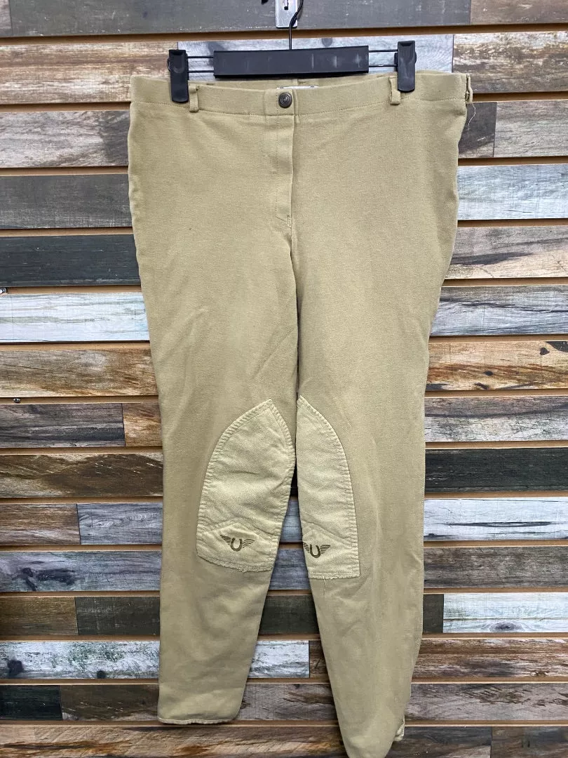 USED Tuffrider Low Rise Pull On Knee Patch Breech 32 Tan