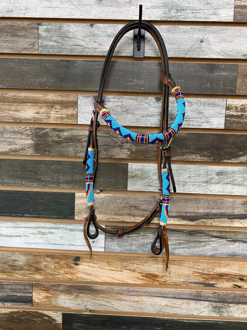 USEDBeaded Browband Western Headstall Horse Medium Oil