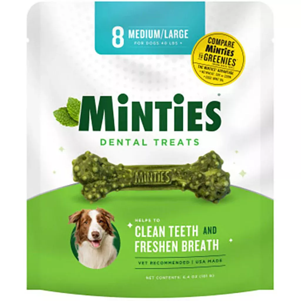 VetIQ Minties Dental Bone for Dogs, Medium/Large, 6.4 oz, 8 Count