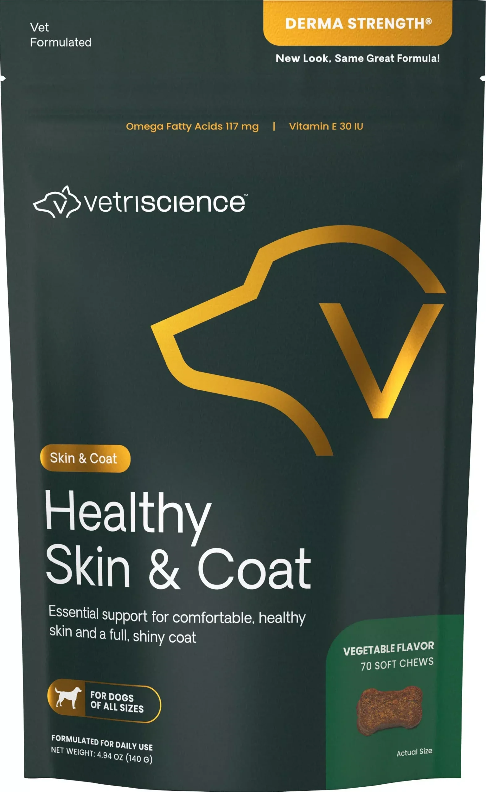 VetriScience Skin & Coat Dog Chews 70-Count Vegetable