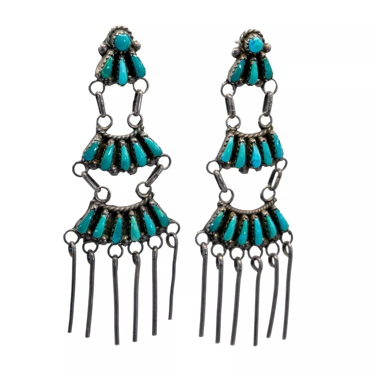 Vintage 1940 Zuni Chandelier Earrings