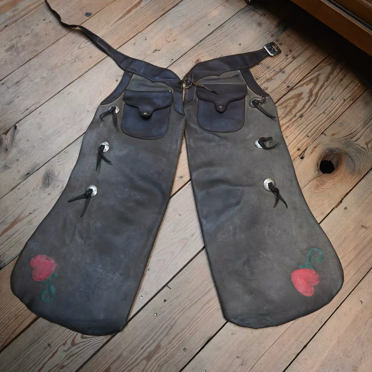Vintage Batwing Chaps with Cool Heart Brand
