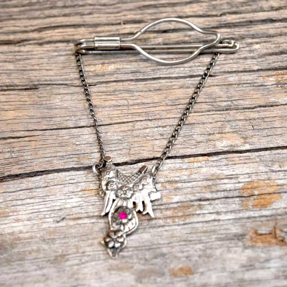 Vintage Bejeweled Saddle Tie Clip