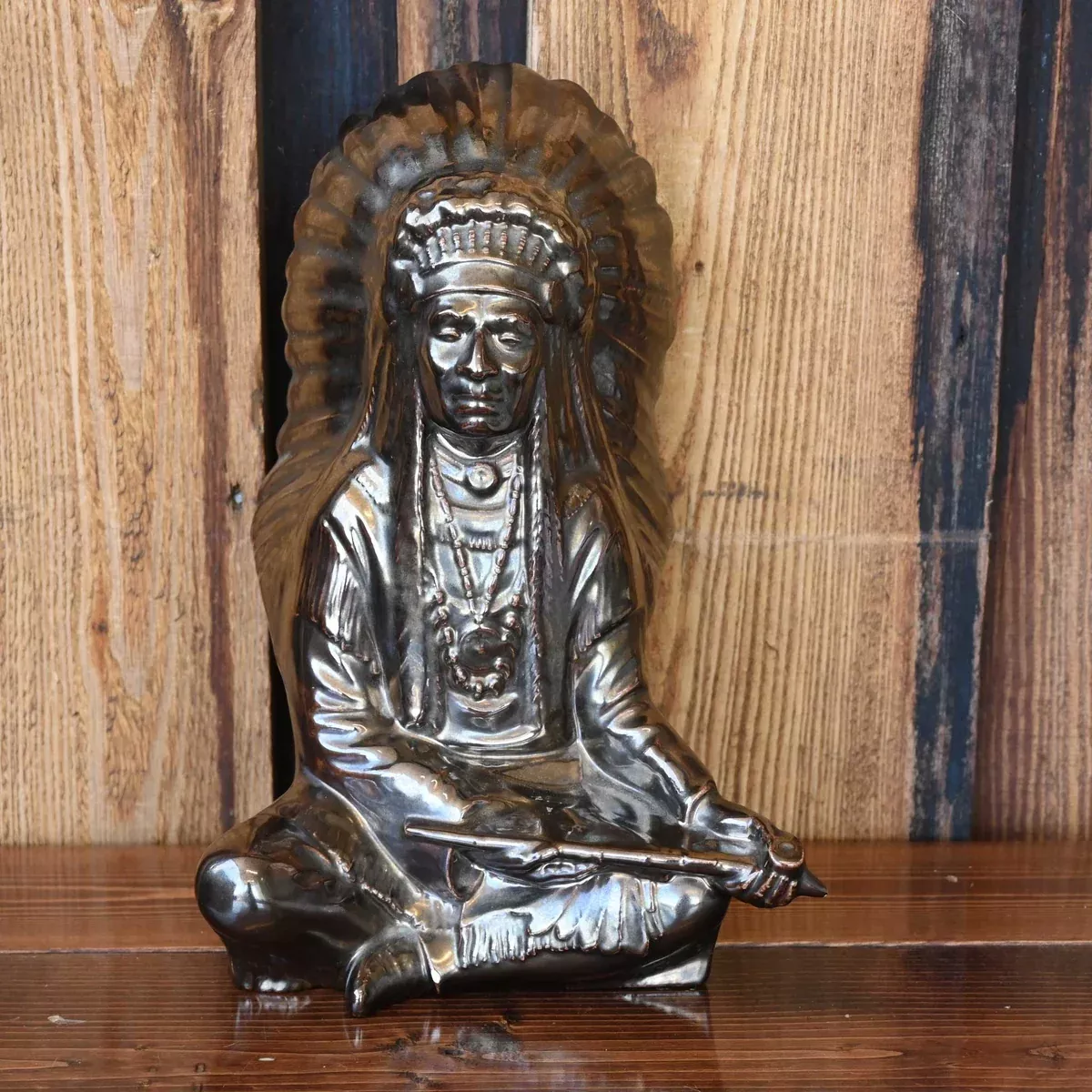 Vintage Ceramic Indian Chief w/Peace Pipe