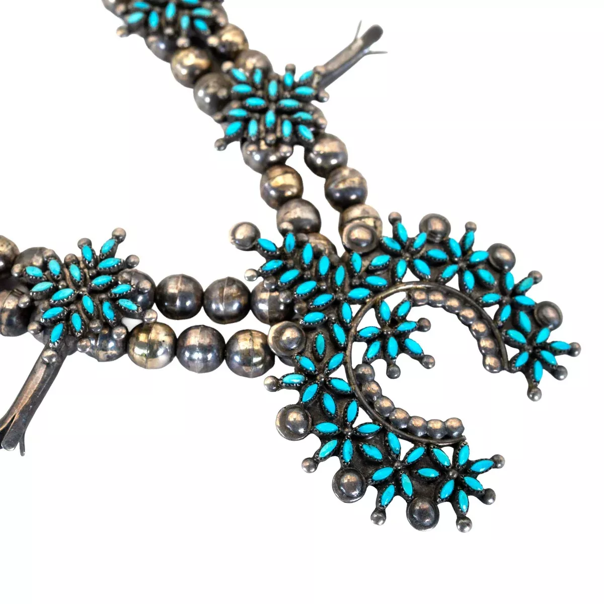 Vintage Needlepoint Squash Blossom Necklace
