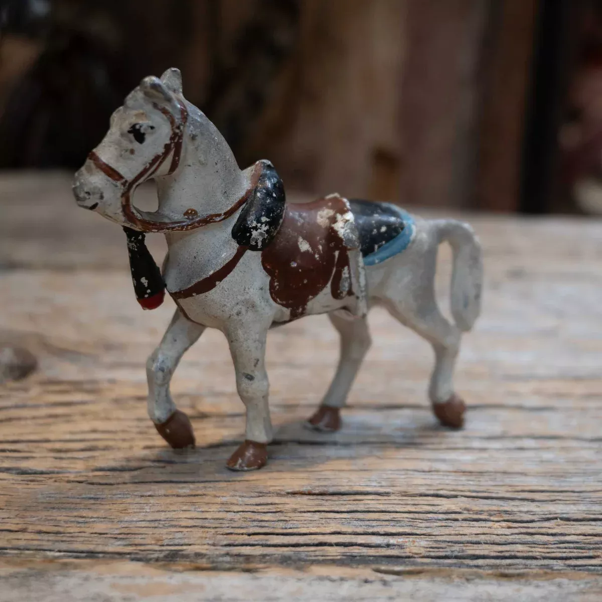 Vintage Painted Lead Toy Horse Figurine