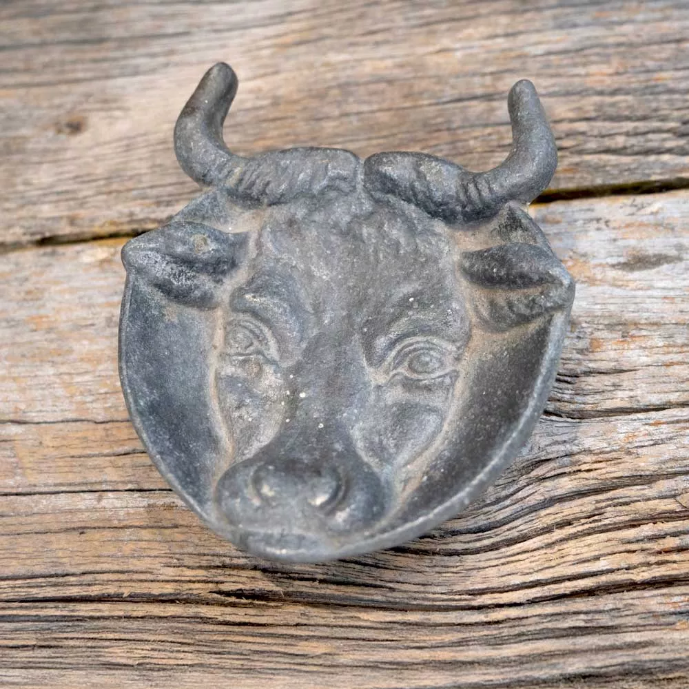 Vintage Pewter Steer Head Ashtray