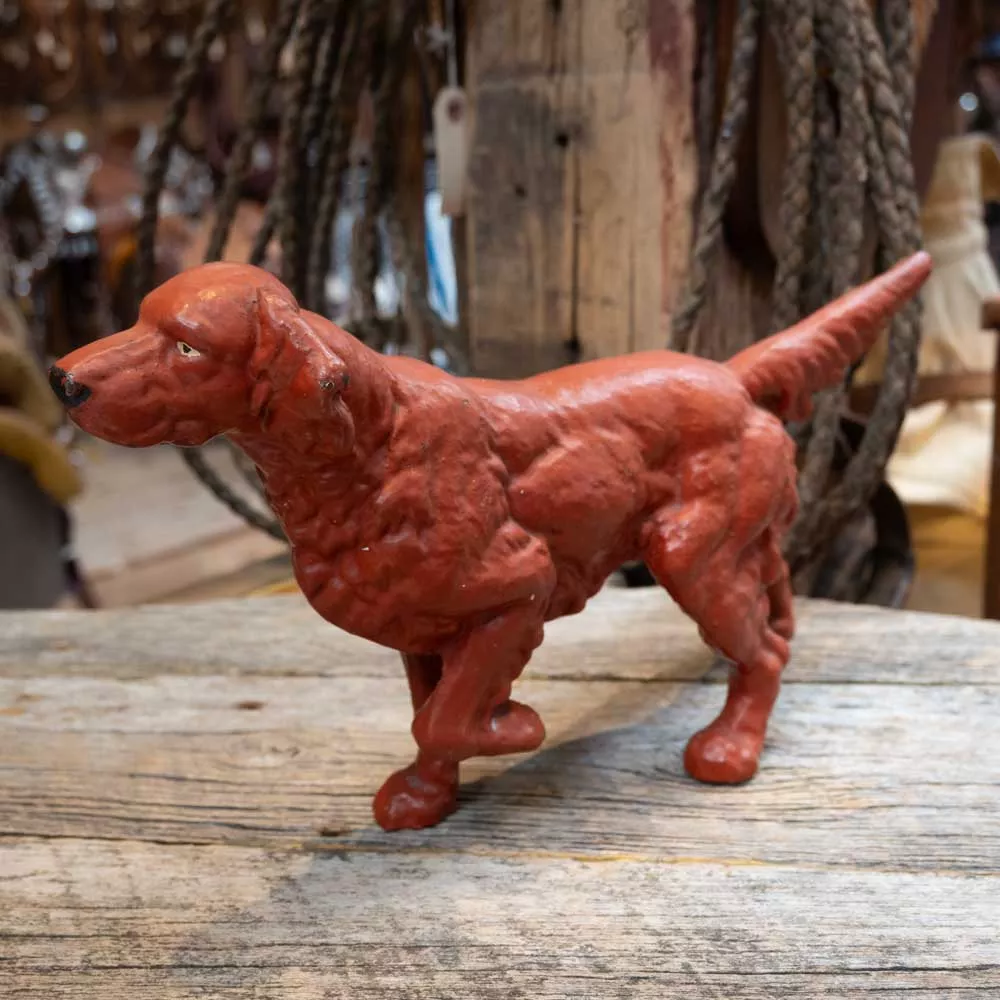 Vintage Red Cast Iron Bird Dog Door Stop